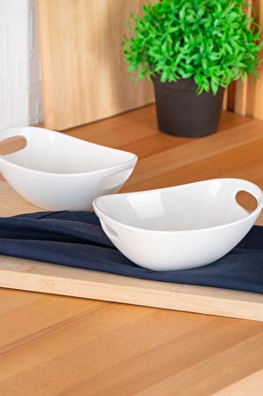 Acar Bianco Perla Oval Kulplu Kase - 16.5 cm