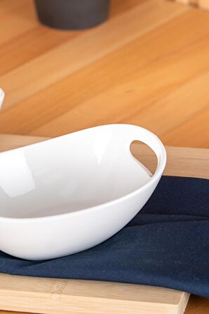 Acar Bianco Perla Oval Kulplu Kase - 16.5 cm