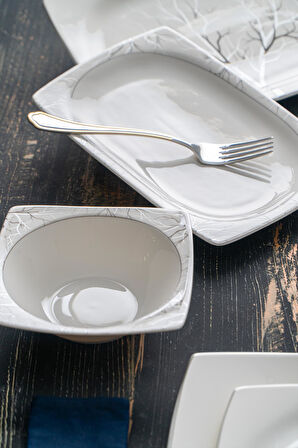 Rosemary Silver 12 Kişilik 60 Parça Porselen Yemek Takımı 