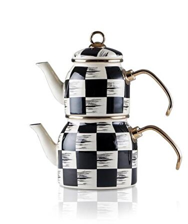 Acar 5758 Qualita King Mini Emaye Dama Çaydanlık Takımı