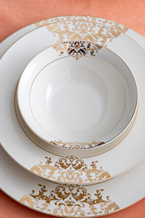Rosaline 60 Parça 12 Kişilik Gold Porselen Yemek Takımı