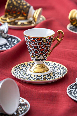 Taliana 6 Kişilik Kahve Fincanı Takımı - 90 ml Gold-Kahverengi-Siyah
