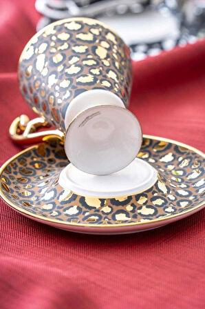Taliana 6 Kişilik Kahve Fincanı Takımı - 90 ml Gold-Kahverengi-Siyah