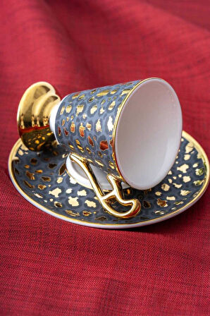 Taliana 6 Kişilik Kahve Fincanı Takımı - 90 ml Gold-Kahverengi-Siyah