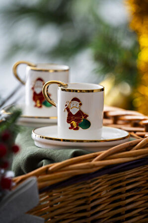 Rennes 2 Kişilik Noel Baba Kahve Fincanı Takımı - 90 ml
