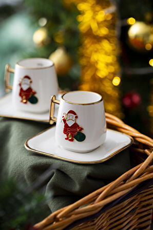 Leone 2 Kişilik Noel Baba Kahve Fincanı Takımı - 90 ml