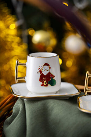 Leone 2 Kişilik Noel Baba Kahve Fincanı Takımı - 90 ml