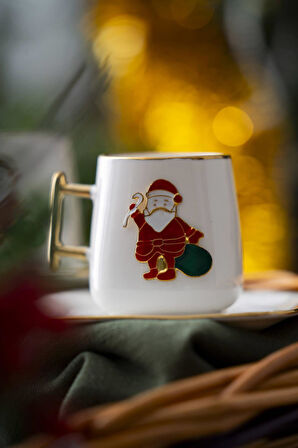 Leone 2 Kişilik Noel Baba Kahve Fincanı Takımı - 90 ml