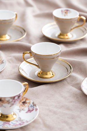 Acar Royalty 6 Kişilik Porselen Kahve Fincanı Takımı - 90 ml