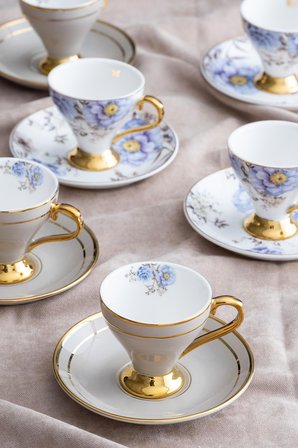 Acar Royalty 6 Kişilik Porselen Kahve Fincanı Takımı - 90 ml