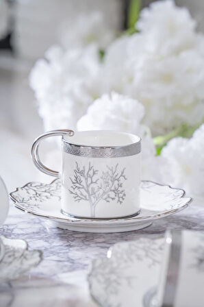 Kieran 6 Kişilik Silver Kahve Fincanı Takımı - 90 ml