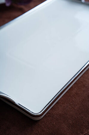 Arven Dikdörtgen Silver Sunum Tepsi - 41 cm