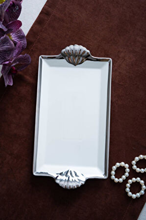 Arven Dikdörtgen Silver Sunum Tepsi - 33 cm