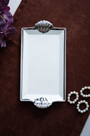 Arven Dikdörtgen Silver Sunum Tepsi - 33 cm