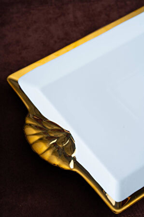 Arven Dikdörtgen Gold Sunum Tepsi - 45 cm