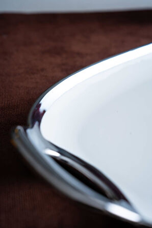 Arven Oval Silver Sunum Tepsisi - 33 cm