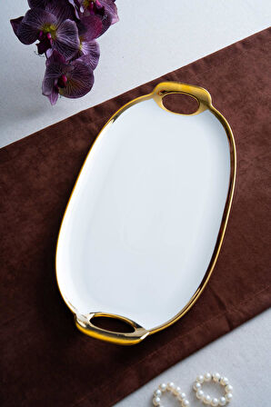 Arven Oval Gold Sunum Tepsisi - 45 cm