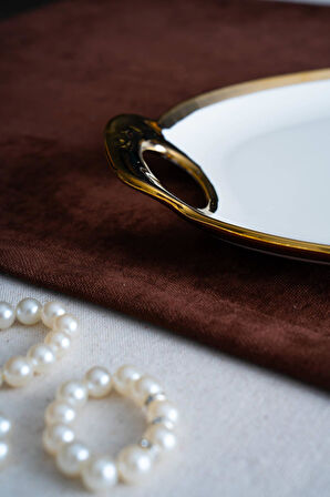 Arven Oval Gold Sunum Tepsisi - 45 cm