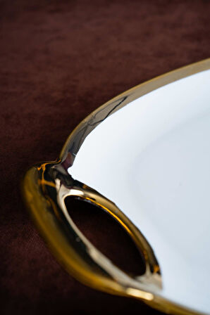 Arven Oval Gold Sunum Tepsisi - 45 cm