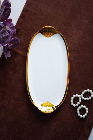 Arven Oval Gold Sunum Tepsisi - 33 cm