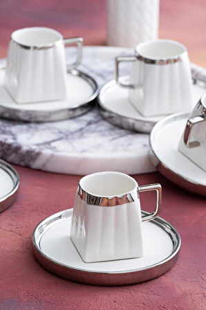 Acar HXF-05927 Aria Silver 6lı Kahve Fincanı Takımı