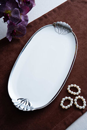 Arven Oval Silver Sunum Tepsisi - 41 cm