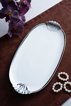 Arven Oval Silver Sunum Tepsisi - 41 cm