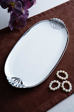 Arven Oval Silver Sunum Tepsisi - 41 cm