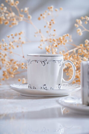 Marilla Silver 6 lı Porselen Kahve Fincanı Takımı - 90 ml