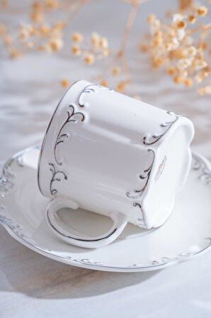 Marilla Silver 6 lı Porselen Kahve Fincanı Takımı - 90 ml