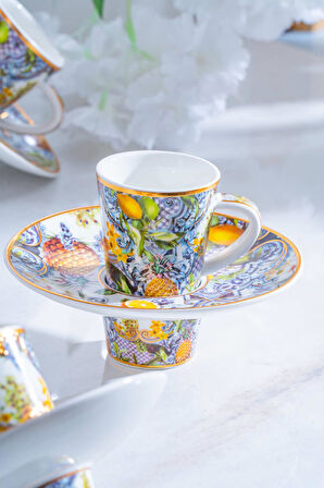 Capri 6 Kişilik Porselen Kahve Fincanı Takımı - 90 ml