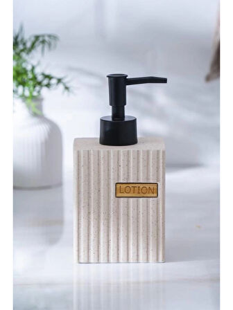 Acar SABJ6985 Vega Siyah Pompalı Bej Renk Porselen Sıvı Sabunluk