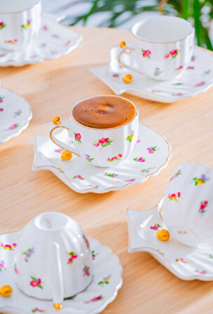 Acar Laduree 6 Kişilik Porselen Kahve Fincan Takımı 8168