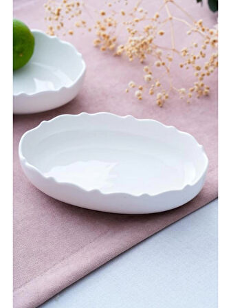 Acar PORWM6317 Nirvana Beyaz Porselen Oval Tabak 15.75 cm