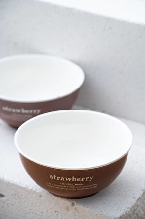 Acar Blush Kahverengi 2'li Porselen Kase Seti - 14 cm