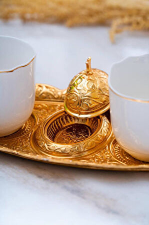 Ayla 2 Kişilik Tepsili Sunum Kahve Fincanı Takımı - 90 ml