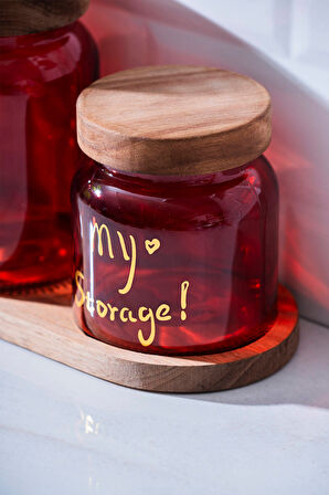 Acar HCH-07935/KRMZ Pierre Akasya Kapaklı Kavanoz Seti