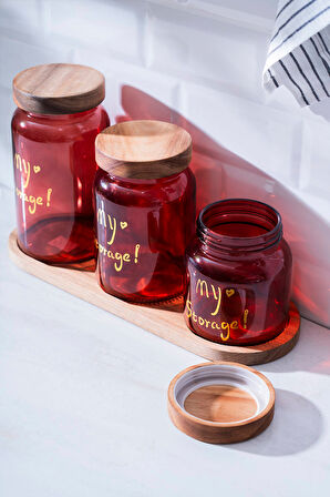 Acar HCH-07935/KRMZ Pierre Akasya Kapaklı Kavanoz Seti