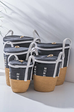 Lora Hasır 5 li Çok Amaçlı Sepet Seti