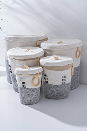 Vera Hasır 5 li Çok Amaçlı Sepet Seti