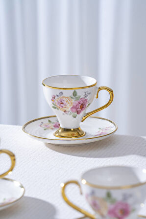 Yolanda 6 Kişilik Porselen Kahve Fincan Takımı - 90 ml