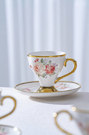 Linnea 6 Kişilik Porselen Kahve Fincan Takımı - 90 ml