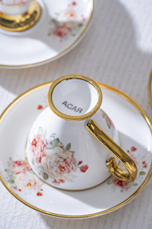 Linnea 6 Kişilik Porselen Kahve Fincan Takımı - 90 ml