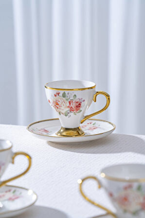 Linnea 6 Kişilik Porselen Kahve Fincan Takımı - 90 ml