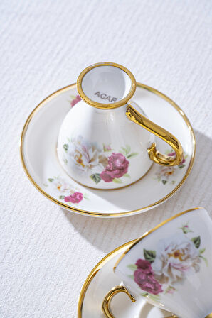 Cleome 6 Kişilik Porselen Kahve Fincan Takımı - 90 ml