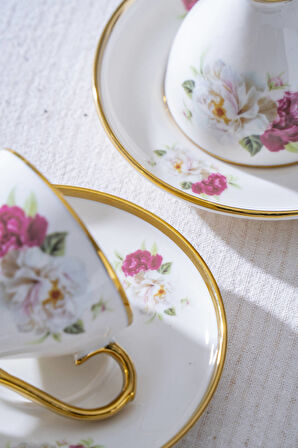 Cleome 6 Kişilik Porselen Kahve Fincan Takımı - 90 ml