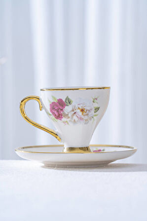 Cleome 6 Kişilik Porselen Kahve Fincan Takımı - 90 ml