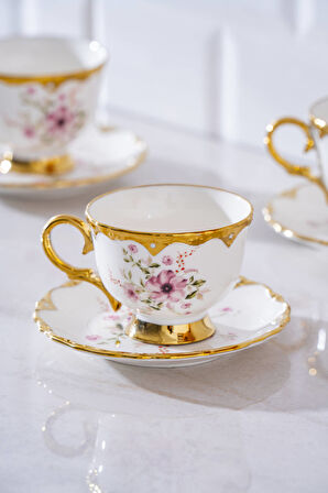 Hermia 6 Kişilik Porselen Kahve Fincan Takımı - 90 ml