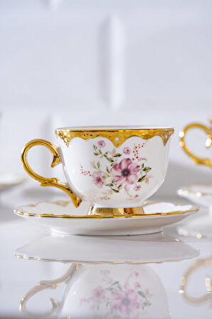 Hermia 6 Kişilik Porselen Kahve Fincan Takımı - 90 ml