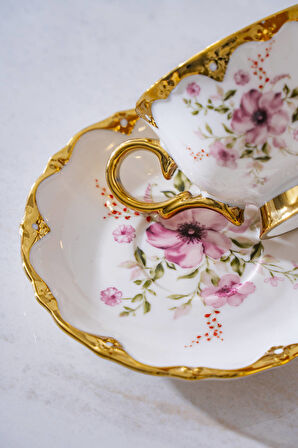 Hermia 6 Kişilik Porselen Kahve Fincan Takımı - 90 ml